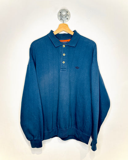 Dockers Navy Cotton-Blend Heavyweight Long Sleeve Polo Shirt