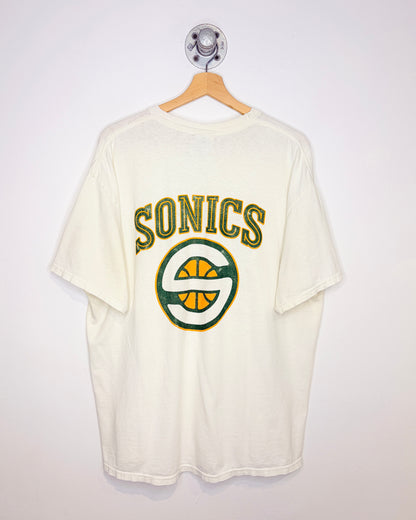 Vintage Seattle SuperSonics Distressed White Tee Shirt