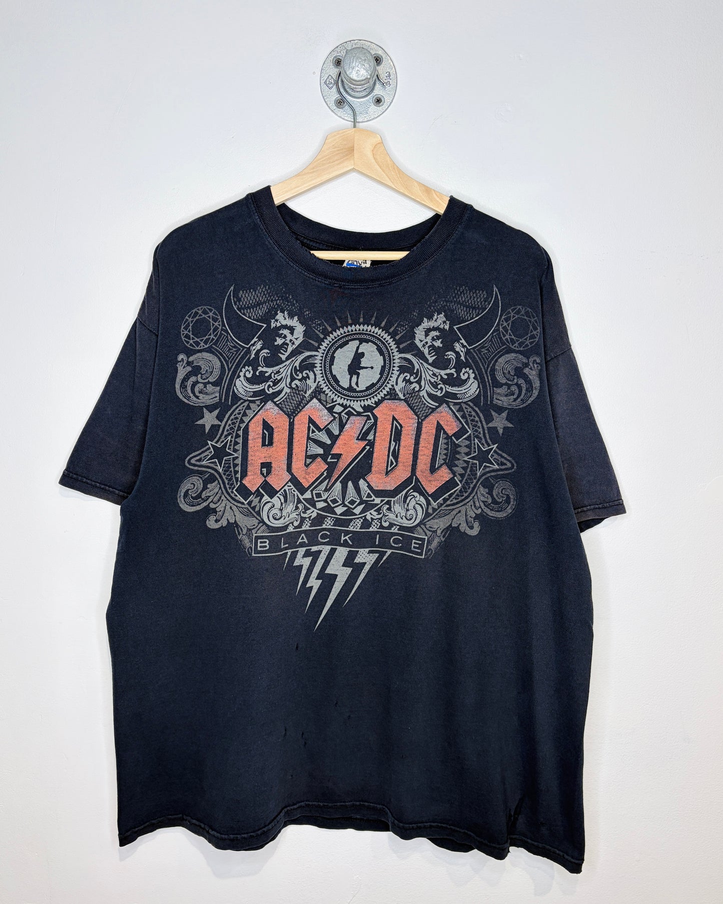 AC/DC Black Ice Distressed Black Tee Shirt