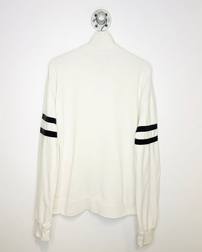 Vintage 2000s Polo Jeans Company White And Blue Striped Zip Up Cotton Sweatshirt