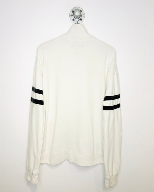 Vintage 2000s Polo Jeans Company White And Blue Striped Zip Up Cotton Sweatshirt