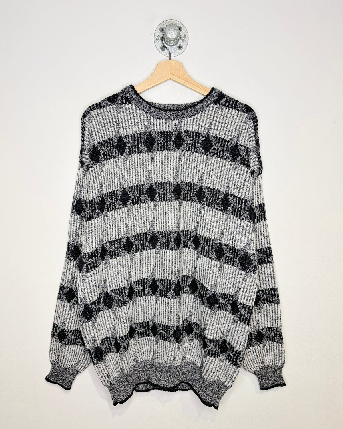 Vintage 90s Grenadier Grey Abstract Patterned Sweater