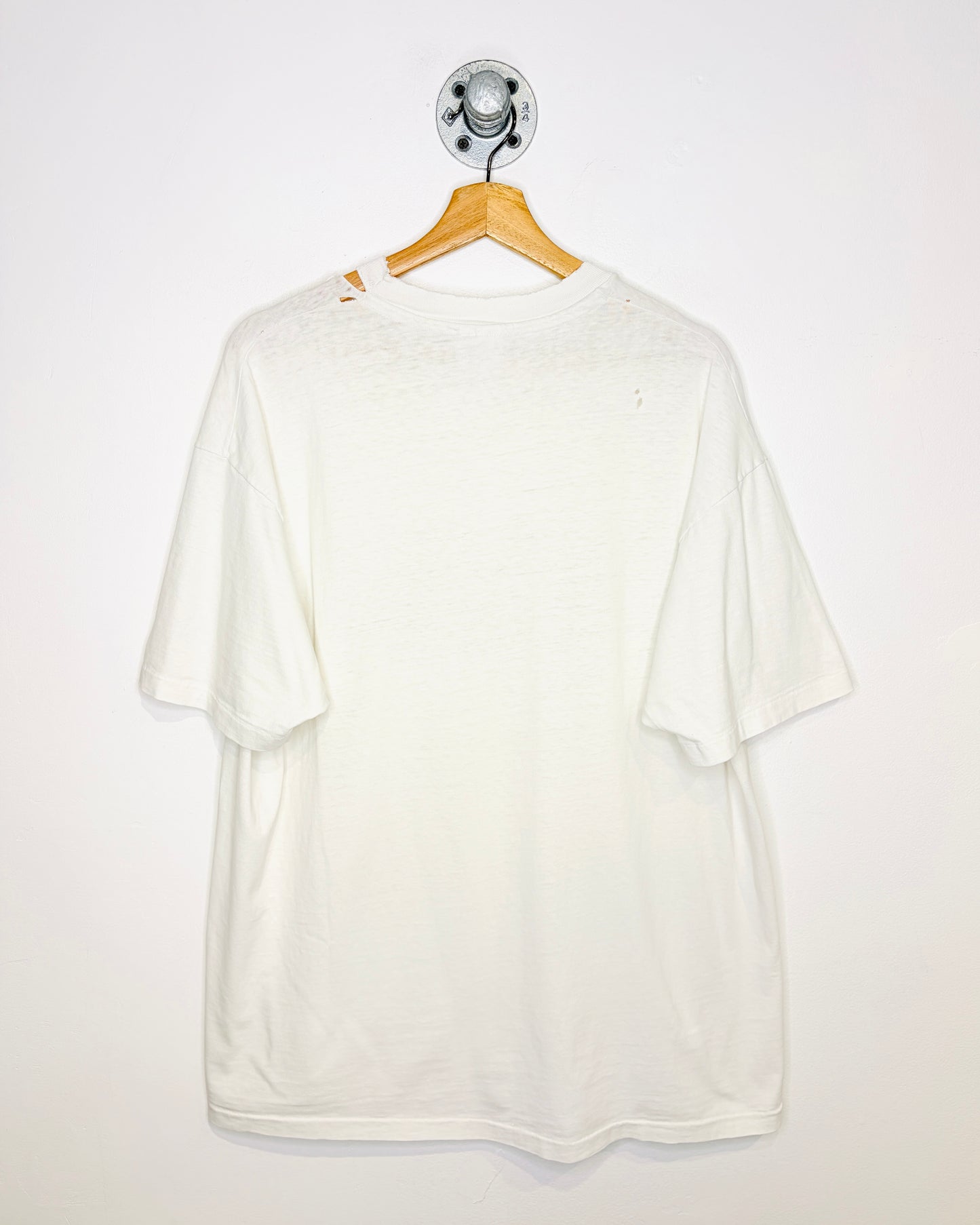 Vintage 1992 Luscar Hockey Distressed White Tee Shirt