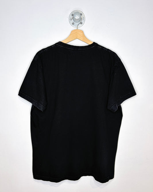 Vintage 1990s French Bald Eagle And Motorcycle Black Tee Shirt