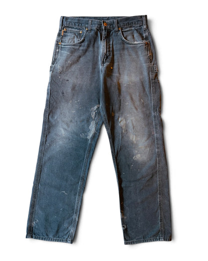Vintage 2000s Carhartt Loose Fit Thrashed & Faded Black Carpenter Pants