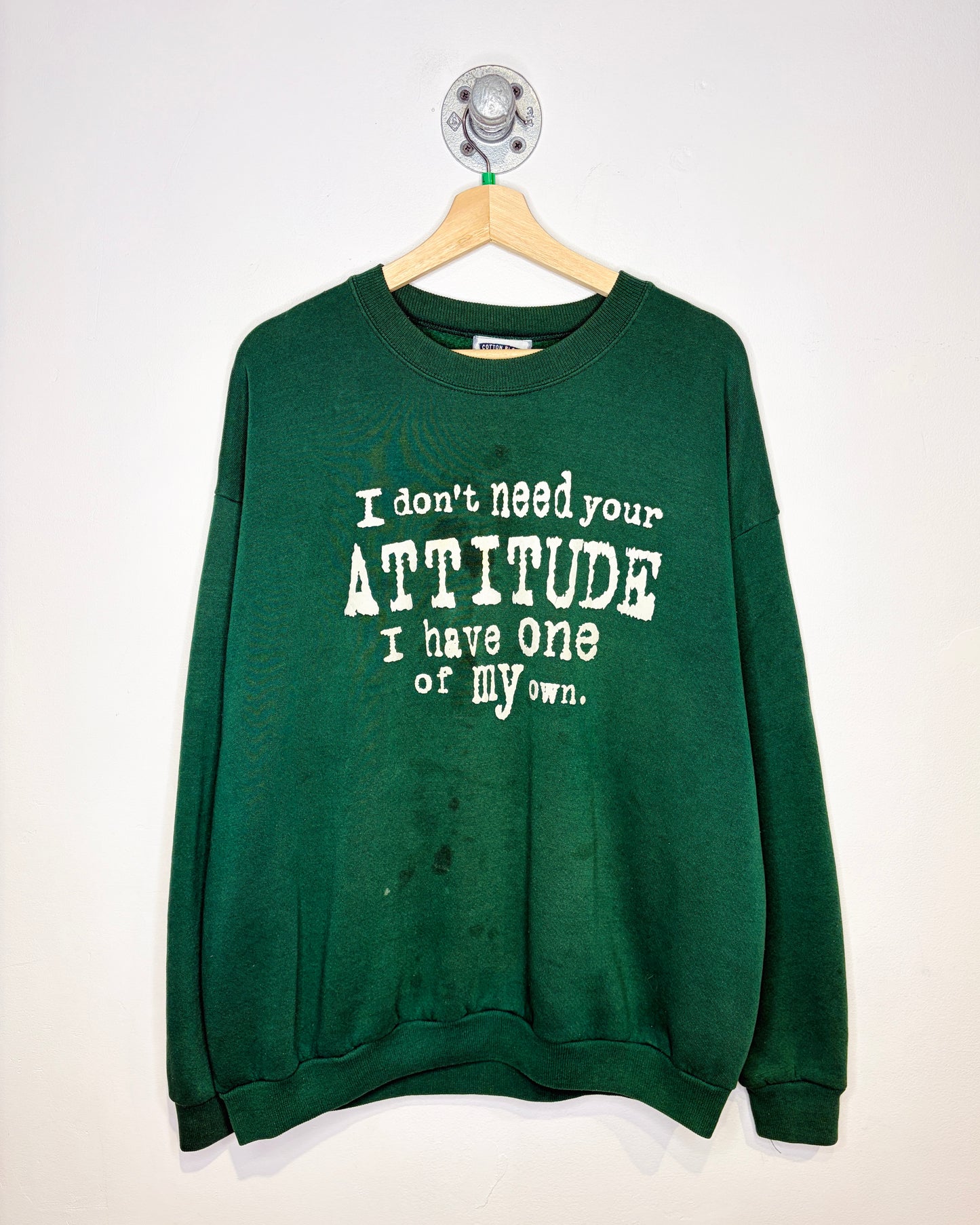 Vintage 1990s My Own Attitude Green Crewneck Sweatshirt