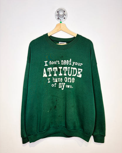 Vintage 1990s My Own Attitude Green Crewneck Sweatshirt