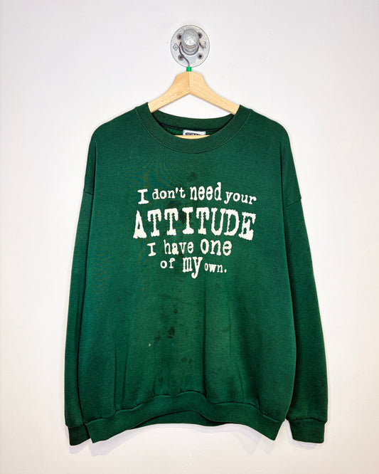 Vintage 1990s My Own Attitude Green Crewneck Sweatshirt
