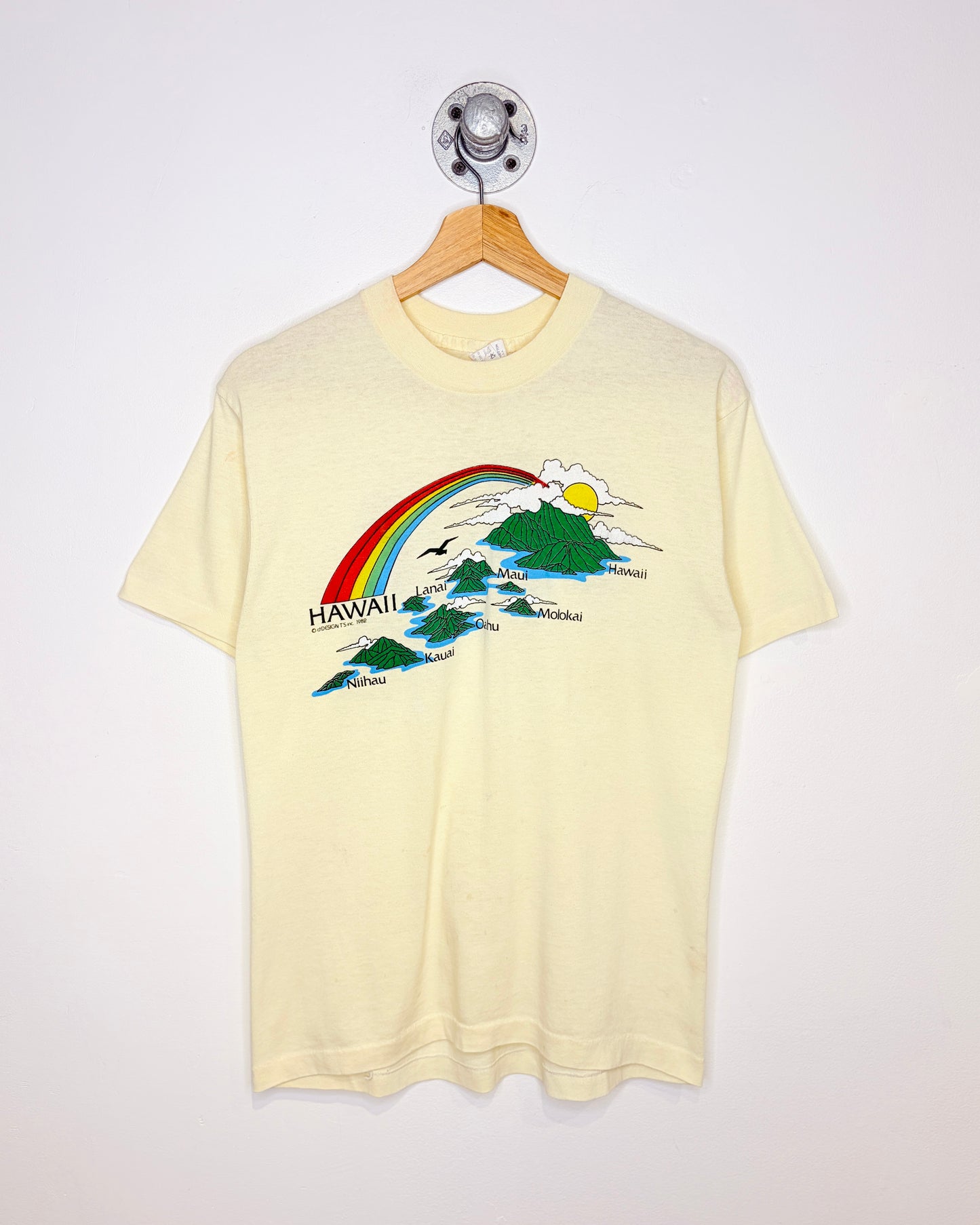 Vintage 1982 Hawaii Paper Thin Cream Tee Shirt