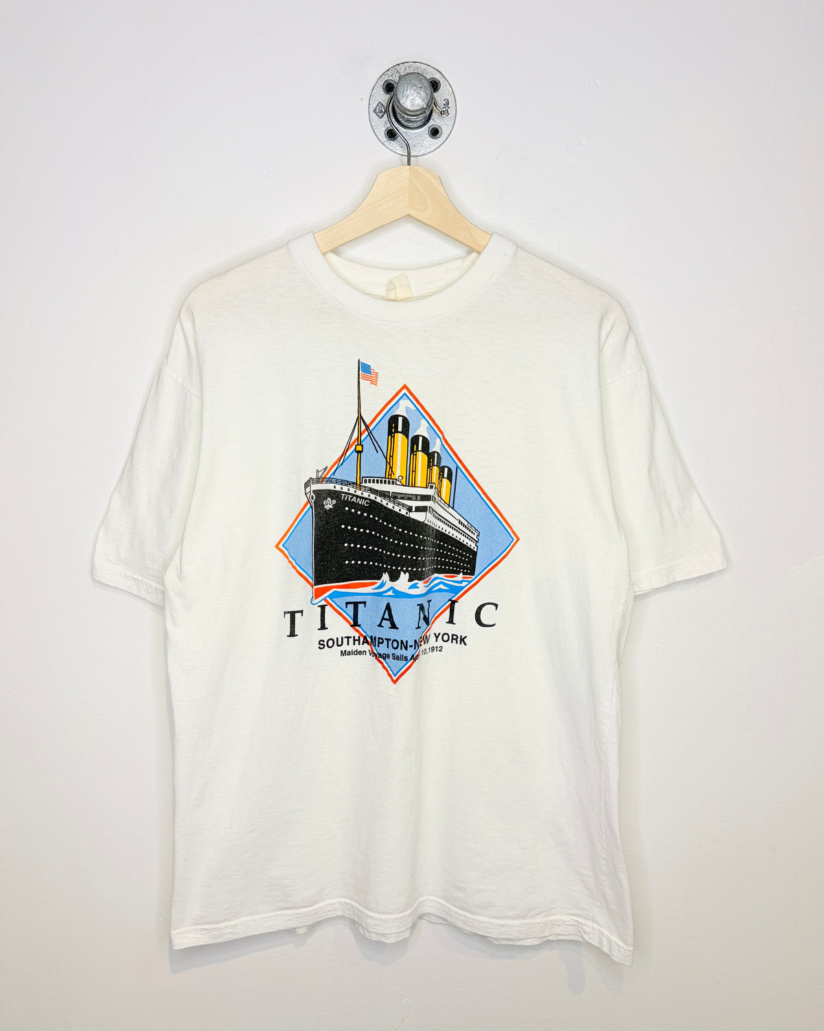 Vintage 1990s Euro Titanic Memorial White Tee Shirt