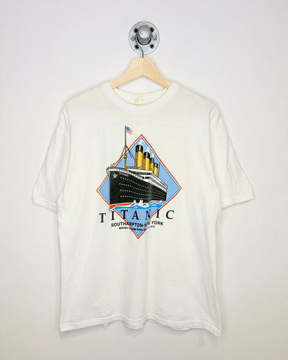 Vintage 1990s Euro Titanic Memorial White Tee Shirt