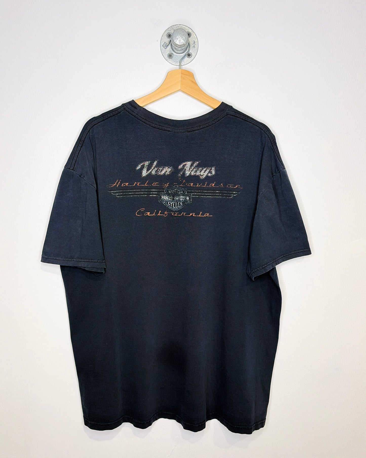 Vintage 2000s Harley Davidson California Faded & Distressed Black Tee Shirt