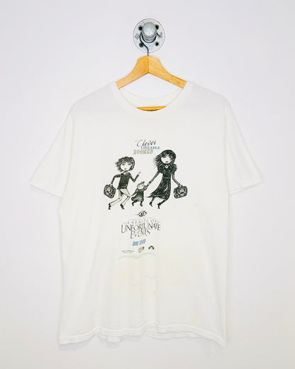Vintage 2004 A Series Of Unfortunate Events Thrashed White Tee Shirt