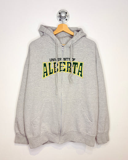 2000s University Of Alberta Ash Grey Zip Up Hoodie