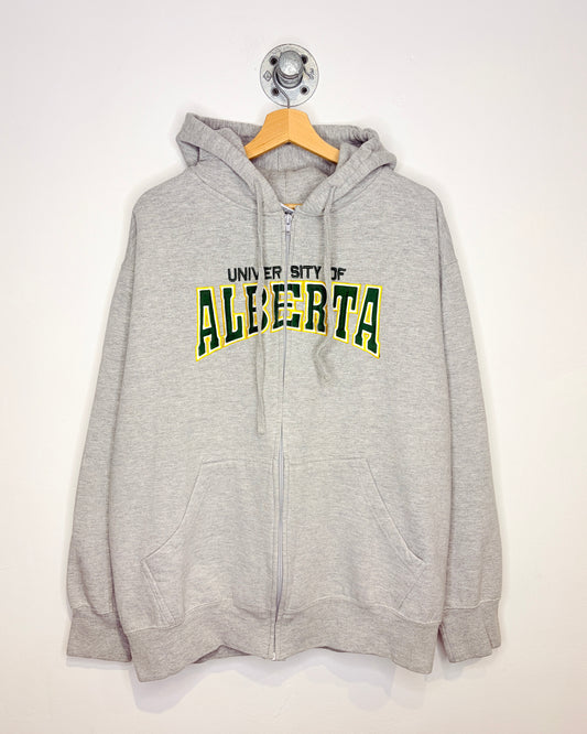 2000s University Of Alberta Ash Grey Zip Up Hoodie