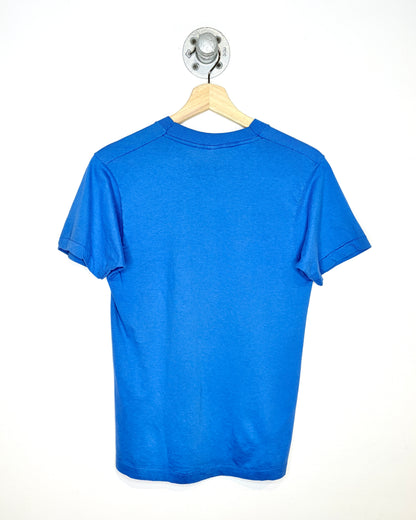 Vintage 70s Blank Paper Thin Blue Tee Shirt
