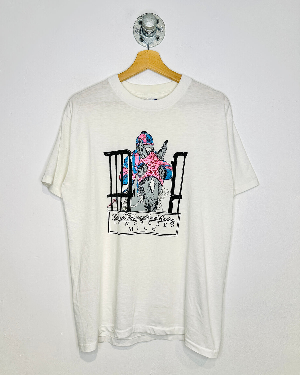Vintage Classic Thoroughbred Racing White Tee Shirt