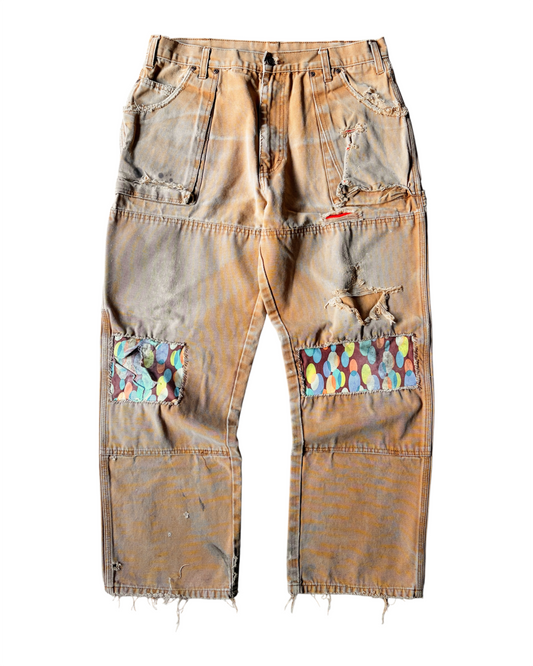 2000s Thrashed & Repaired Earth Tone Dickies Double Knee Pants