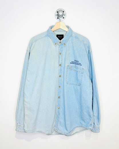Vintage 90s iD Wear Faded Light Wash Denim Button Up Shirt