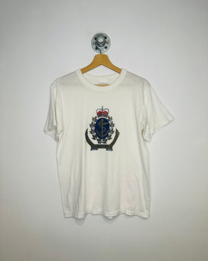 Vintage 1980s Royal Canadian Navy Crest White Tee Shirt