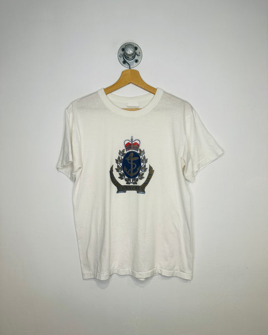 Vintage 1980s Royal Canadian Navy Crest White Tee Shirt
