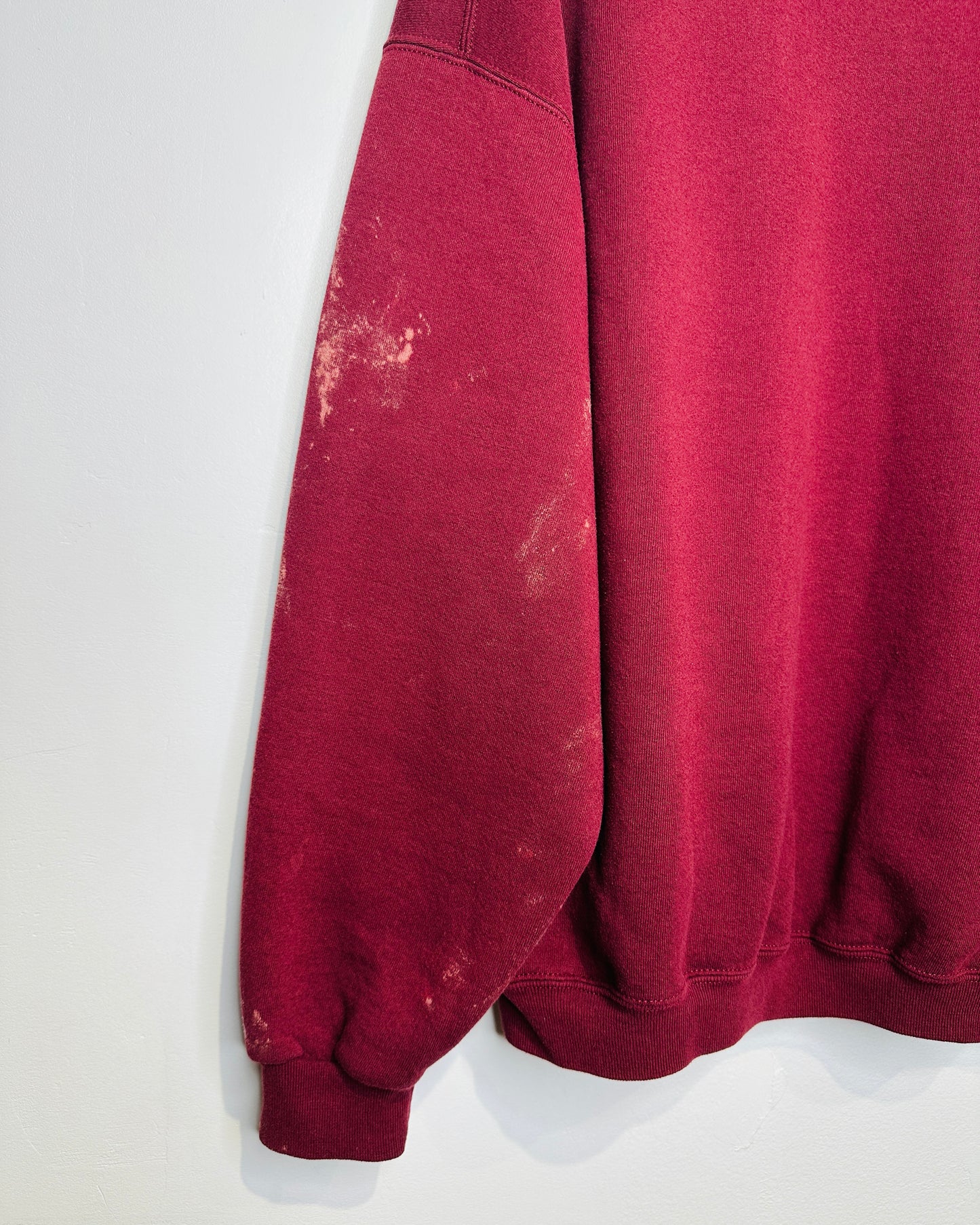 Vintage Davis County Russell Athletics Volleyball Burgundy Bleach Stained Crewneck Sweatshirt