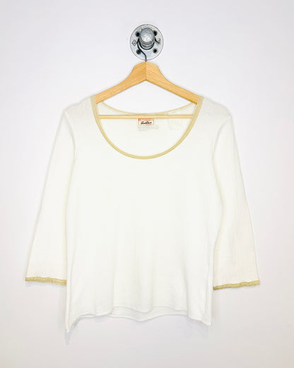 Vintage Women's Levi Strauss White Textured Longsleeve Shirt