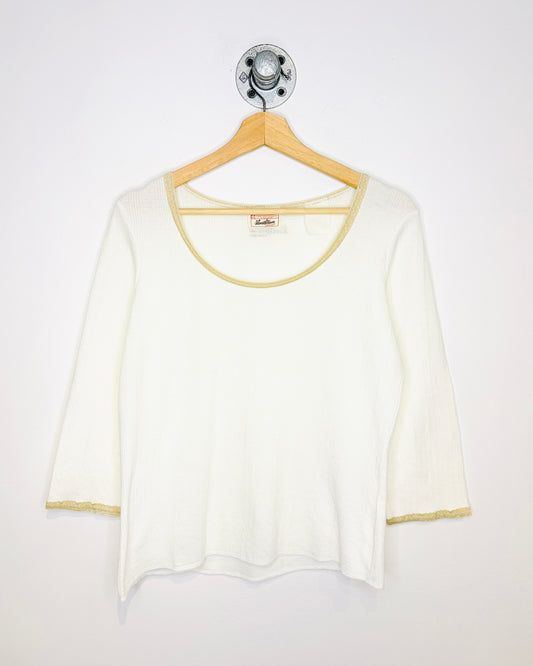 Vintage Women's Levi Strauss White Textured Longsleeve Shirt