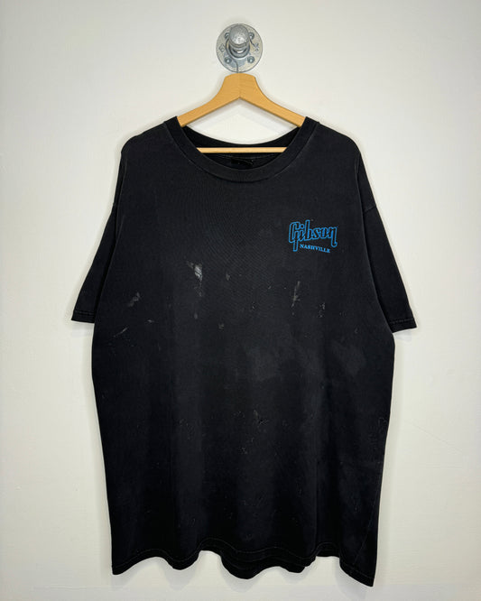 Vintage 90s Gibson Nashville Thrashed Black Tee Shirt