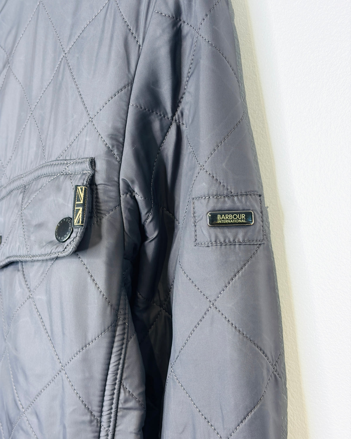 Women’s Barbour International Dark Grey Fleece-Lined Quilted Jacket