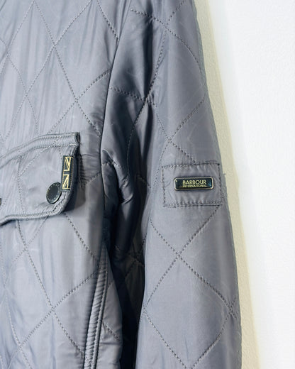 Women’s Barbour International Dark Grey Fleece-Lined Quilted Jacket