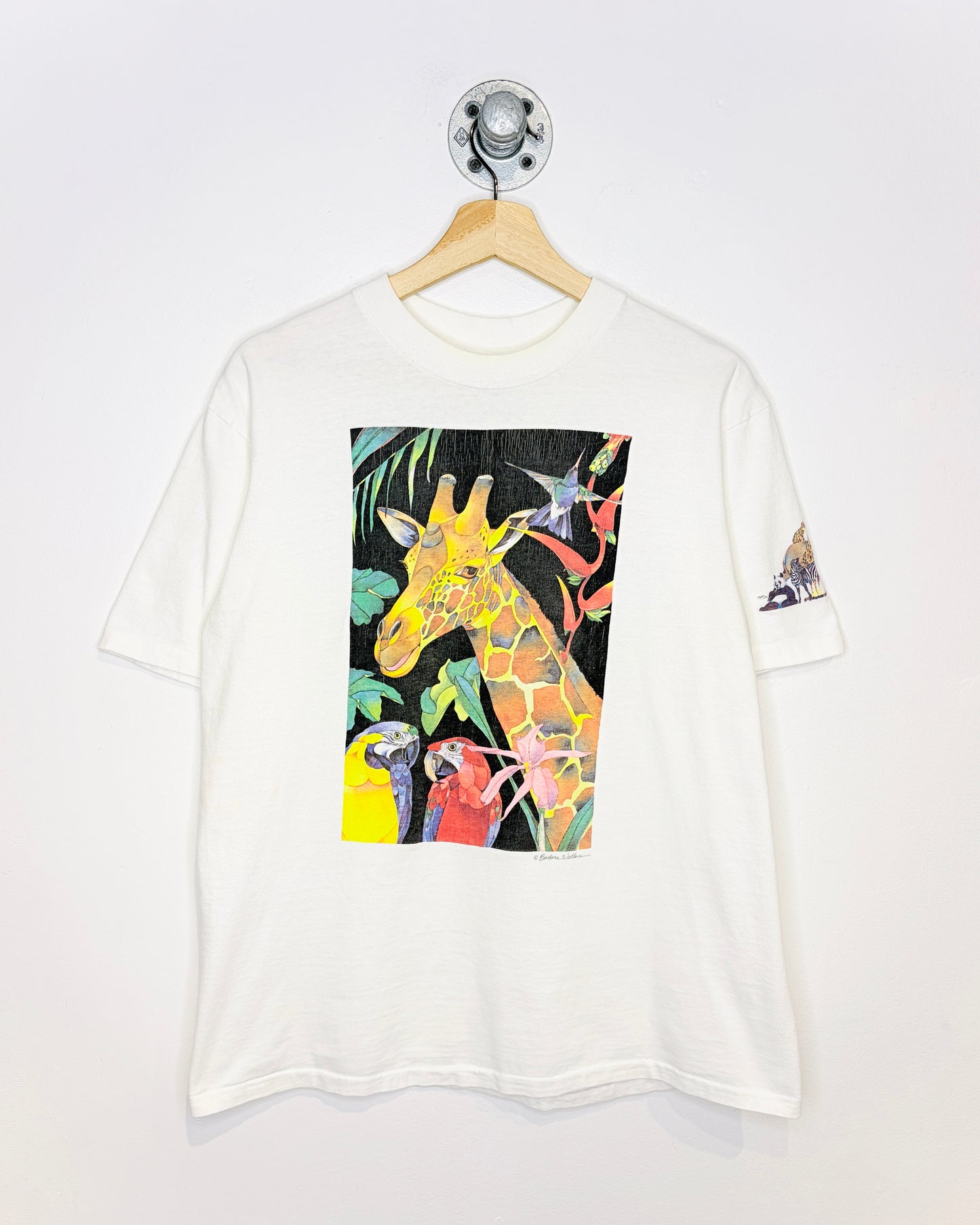 Vintage 90s Jungle Wildlife White Tee Shirt