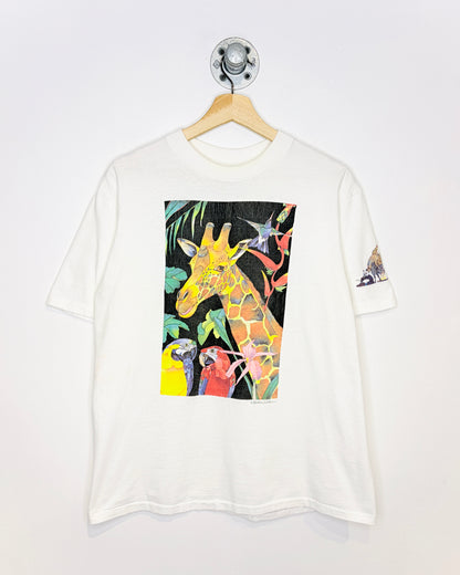 Vintage 90s Jungle Wildlife White Tee Shirt