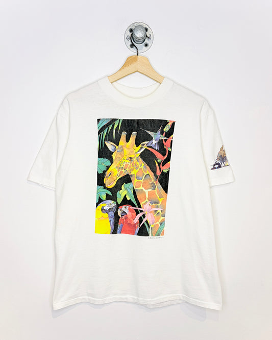 Vintage 90s Jungle Wildlife White Tee Shirt