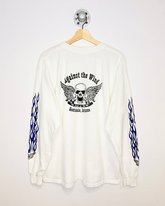 2000s Against The Wind White Biker Longsleeve Shirt