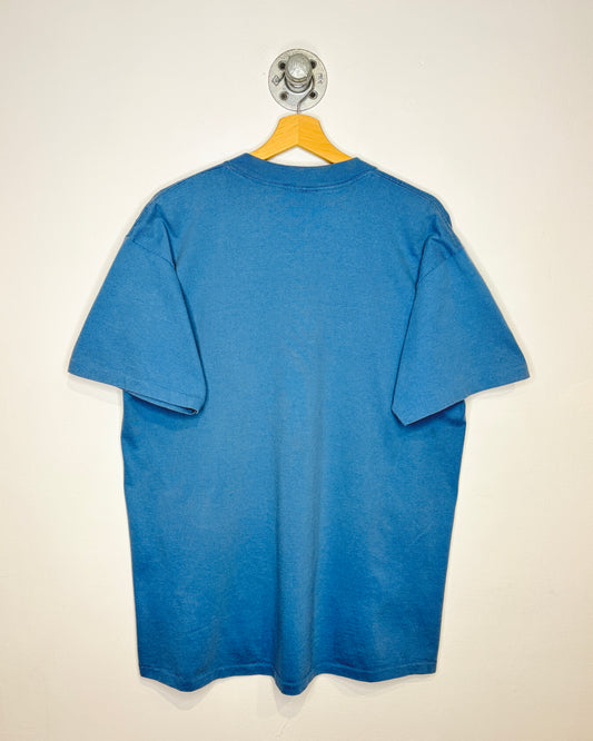 Vintage 90s Art By The River Faded Slate Blue Tee Shirt