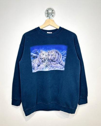 Vintage 90s White Tigers Navy Crewneck Sweatshirt