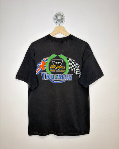Vintage 2002 Triumph 100 Years Faded Black Tee Shirt