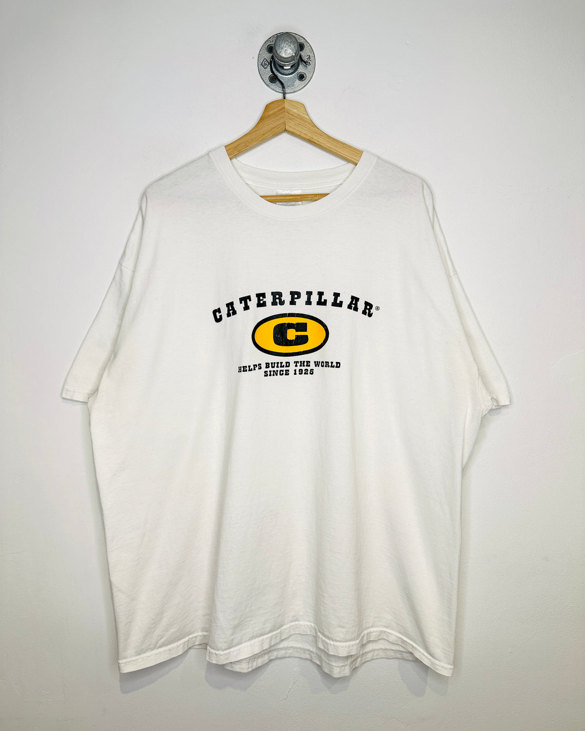 2000s Caterpillar Finning Cat White Tee Shirt