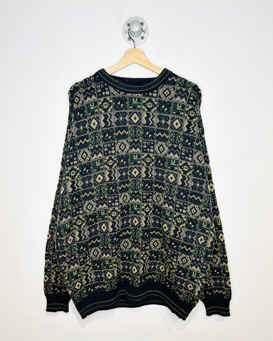 Vintage Harbor Bay Navy & Tan Textured Sweater