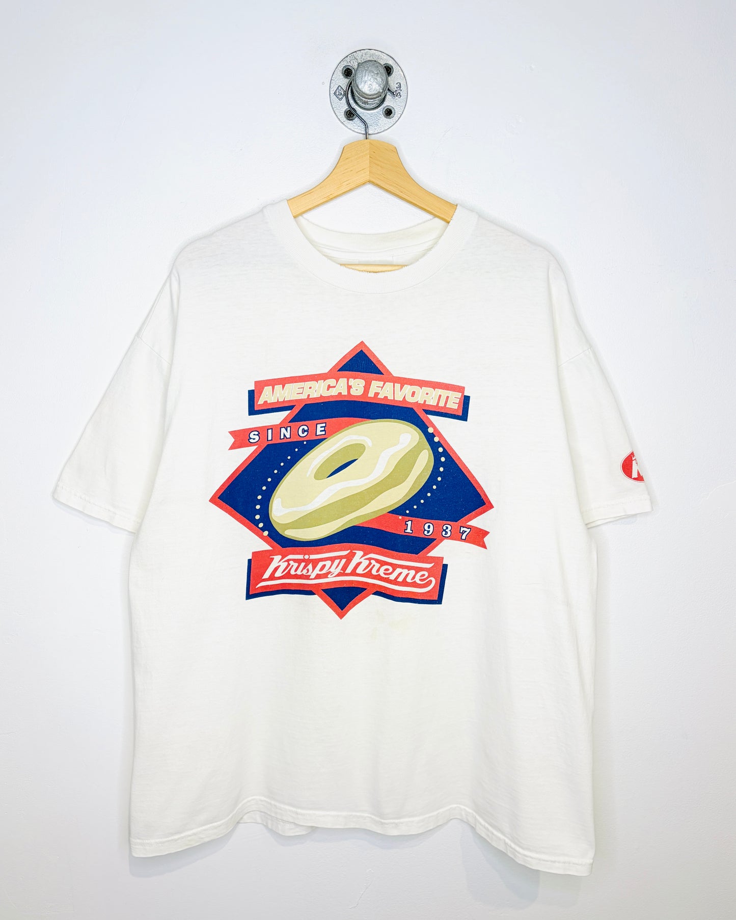 Vintage 1990s Krispy Kreme America’s Favorite Graphic White Tee Shirt