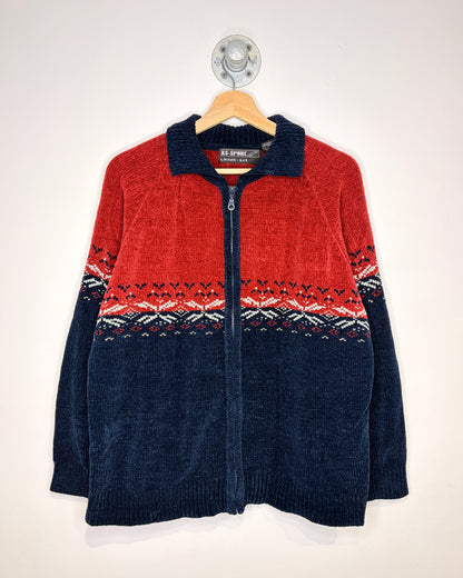 Vintage 90s KS Sport Navy & Red Zip Up Sweater