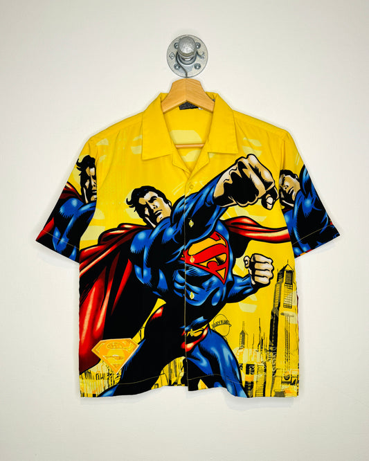 Vintage Superman All Over Print Short Sleeve Button Up Shirt