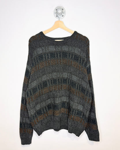 Vintage 1990s Pronto Uomo Acrylic Blend Grey Blend Square Patterned Sweater