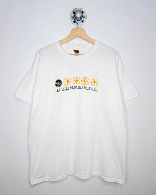 Vintage 2000s Mgd Genuine Draft Music Jet Tour White Tee Shirt