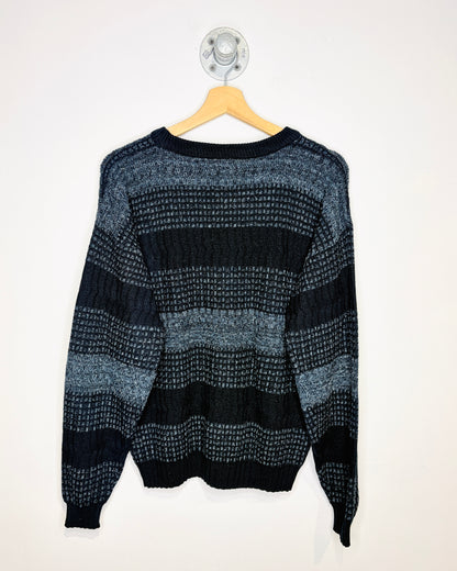 Vintage 1990s Brad Richard Blue Patterned Acrylic Blend Sweater