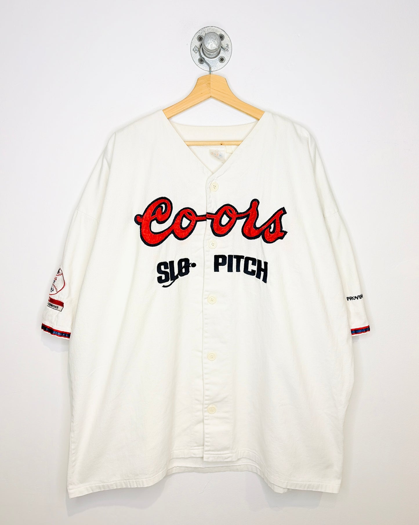 Vintage 1993 Coors Slo-Pitch White Baseball Jersey