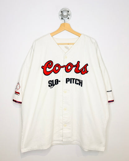 Vintage 1993 Coors Slo-Pitch White Baseball Jersey