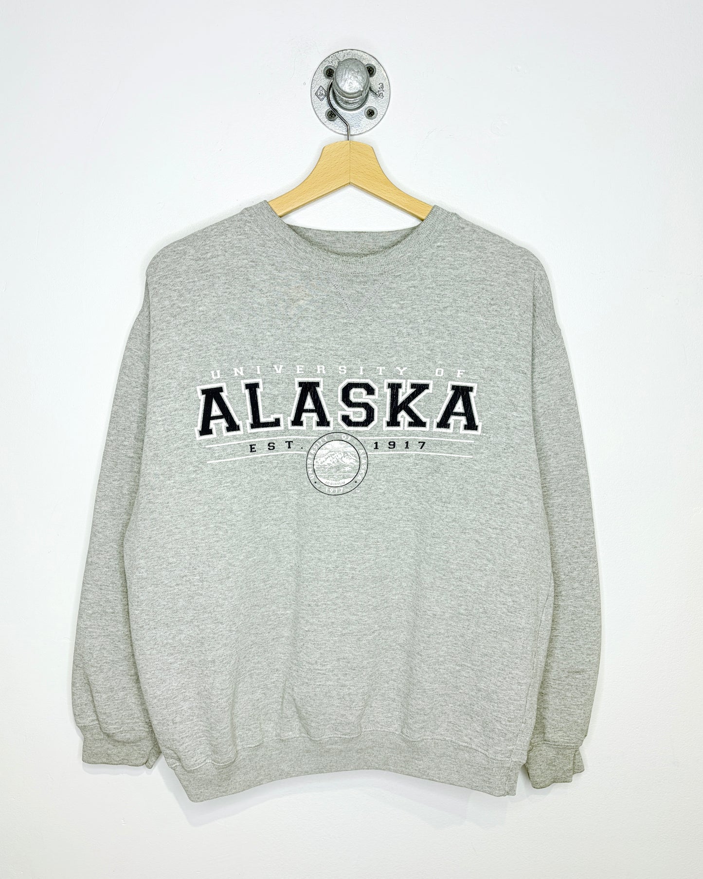 Vintage University Of Alaska Boxy Grey Crewneck Sweatshirt