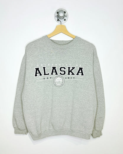 Vintage University Of Alaska Boxy Grey Crewneck Sweatshirt